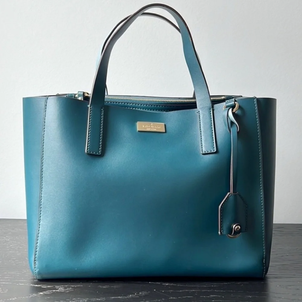 KATE SPADE Putnam Drive Nelle Convertible Work Commuter Tote Teal MSRP: $348 - Picture 10 of 16